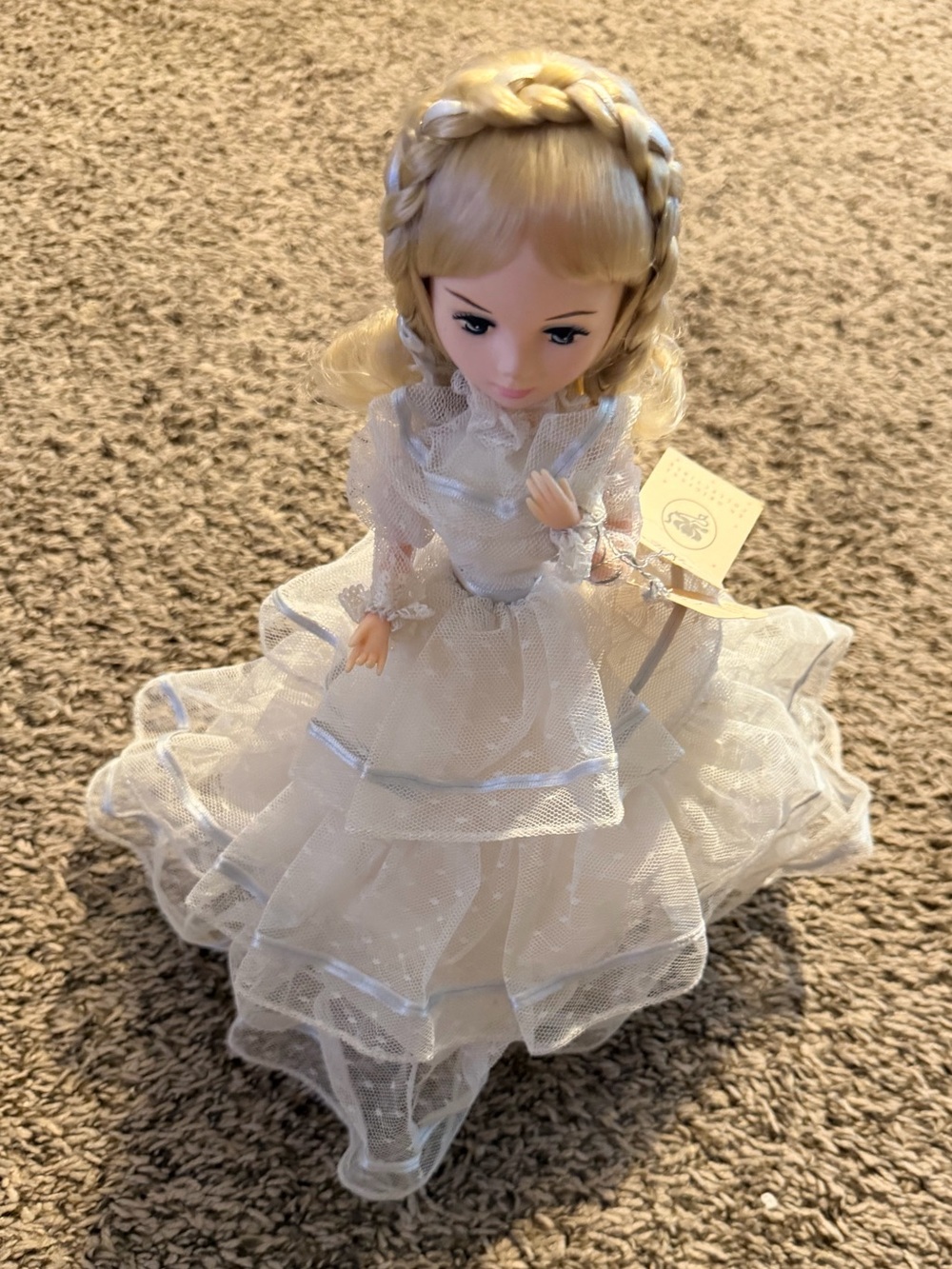 Blonde White Princess Doll in Layered Tulle Gown